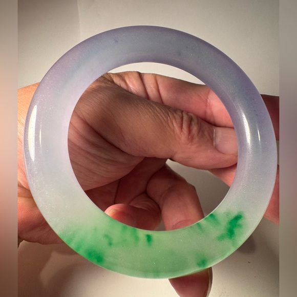 Perfect Beautiful Natural Jade Bracelet Green Purple White Three-color Interlac